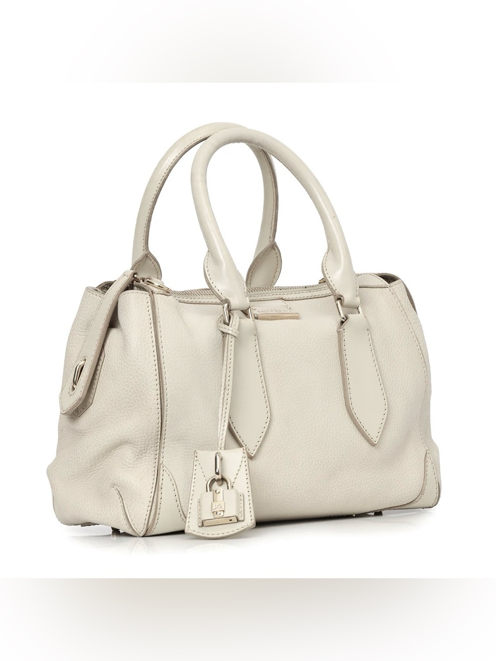 Burberry Pebbled Leather Satchel in Off-White - Picture 3 of 17